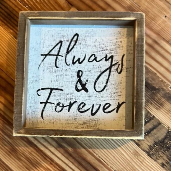 Rustic Brown and White 'Always & Forever' Wooden Sign - Picture 1 of 1